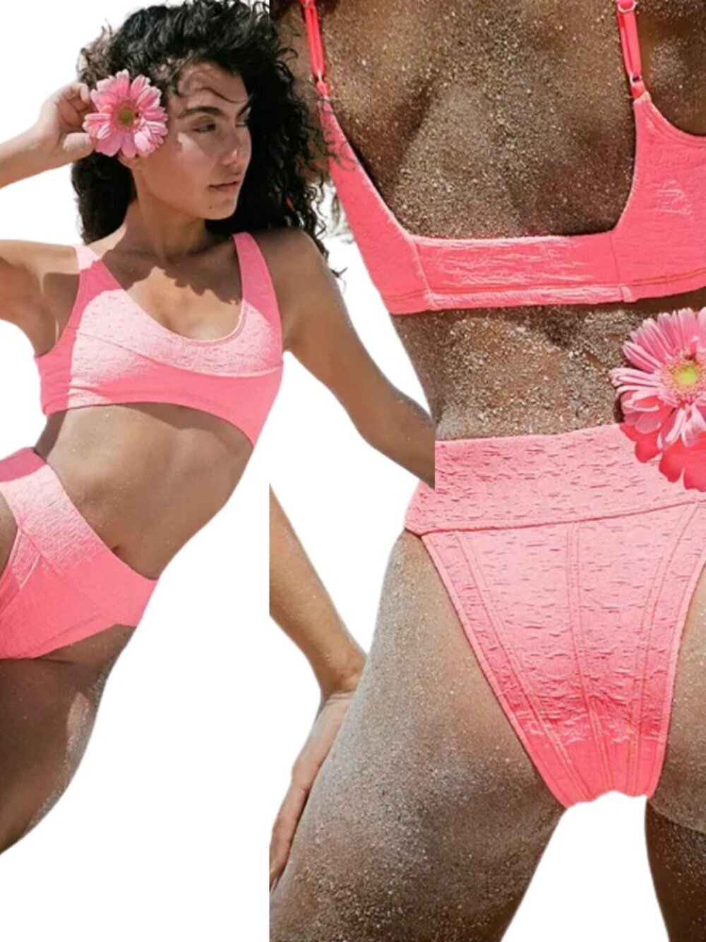 Free People Farrah Crop Bikini Top Dylan High Waist Bikini Bottoms Women's Large